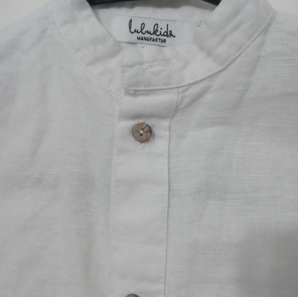 LULUKIDS BRIGHT WHITE LINEN BUTTON DOWN TODDLER BOY'S SHIRT 3-4Y - Picture 2 of 5
